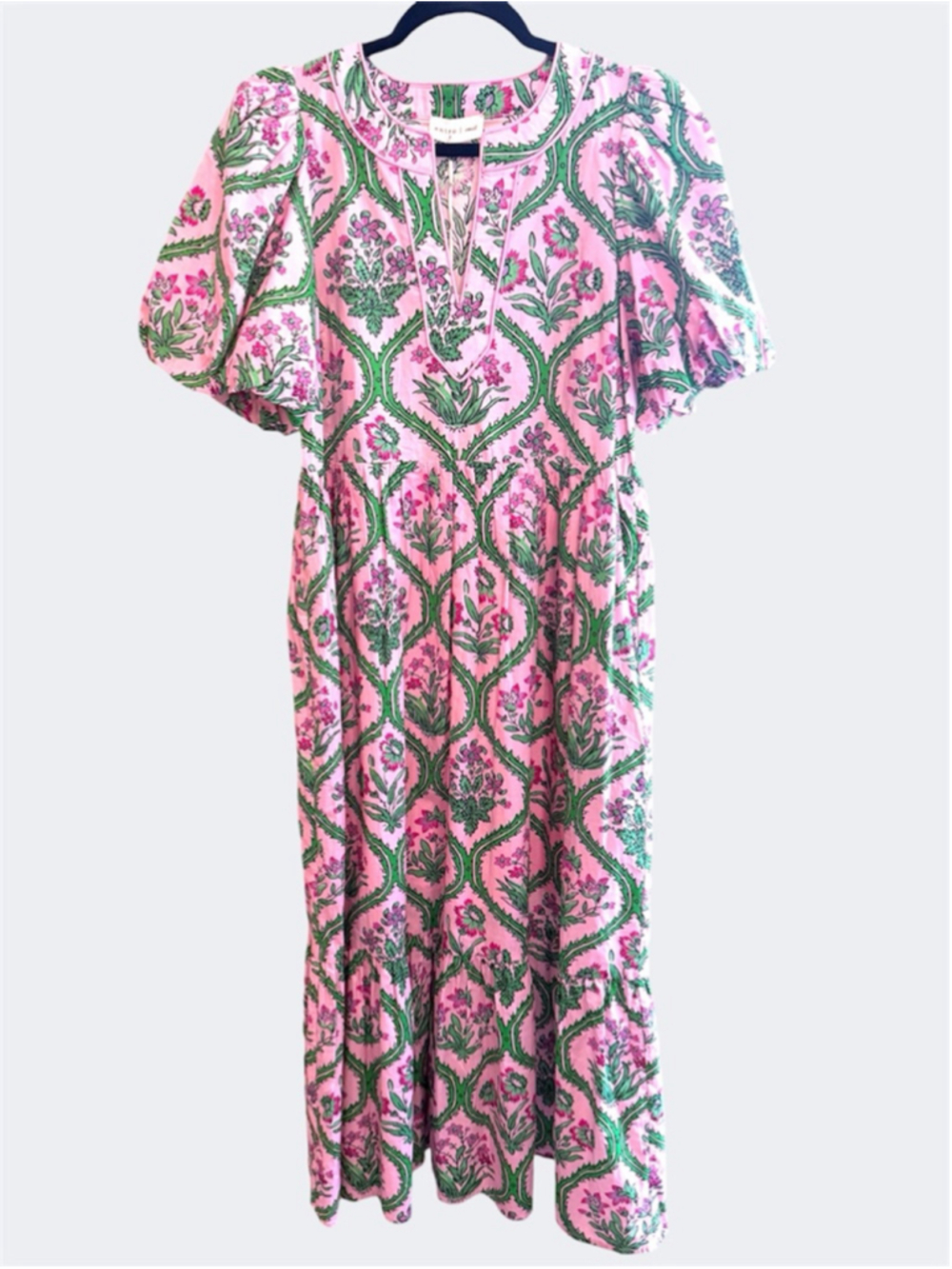 Entro Sweet Magnolia Floral Print Midi Dress in Pink Size S